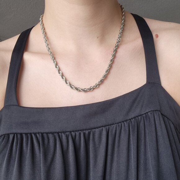 Vintage 18 inch silver rope chain necklace ✦ nice quality & non-tarnishing - Picture 2 of 10
